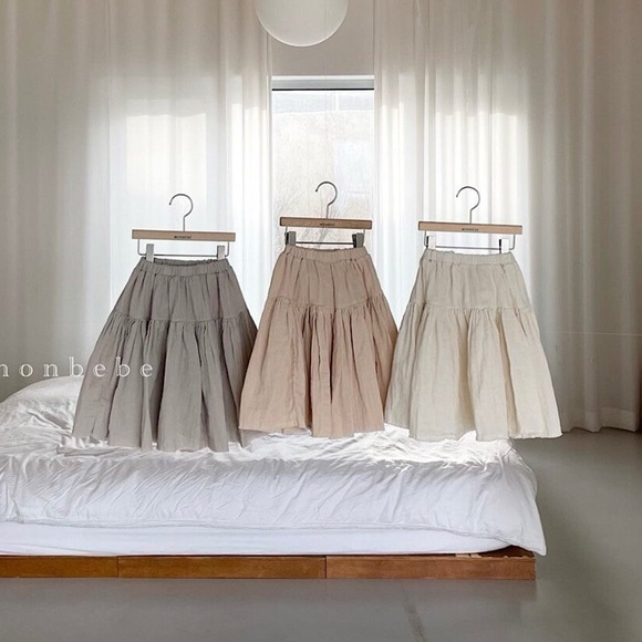 NWT Monbebe Gauzy Cotton Boho Neutral Can Can Wear 2 Ways Skirt Dress in Gray S - Picture 2 of 16